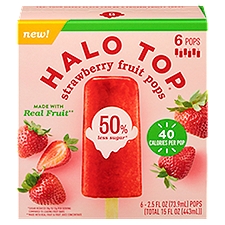 Halo Top Strawberry Fruit Pops, 2.5 fl oz, 6 count, 15 Fluid ounce