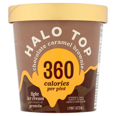 Halo Top Creamery Chocolate Caramel Brownie Light Ice Cream, 1 pint