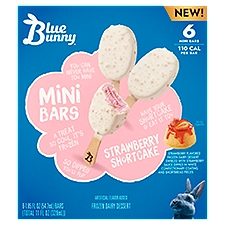 Blue Bunny Mini Bars Strawberry Shortcake Frozen Dairy Dessert, 1.85 fl oz, 6 count