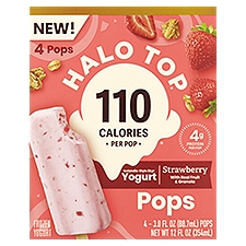 Halo Top Strawberry Icelandic-Style Skyr Frozen Yogurt Pops, 3.0 fl oz, 4 count