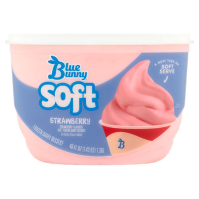 Blue Bunny Strawberry Flavored Soft Frozen Dairy Dessert, 46 fl oz