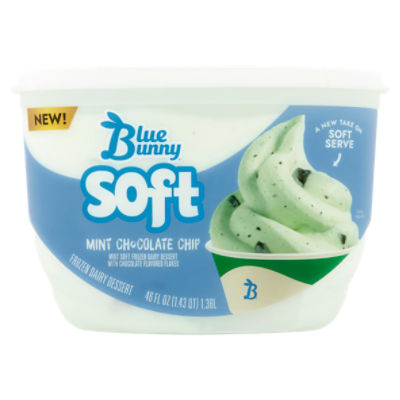 Blue Bunny Mint Chocolate Chip Soft Frozen Dairy Dessert, 46 fl oz, 46 Fluid ounce