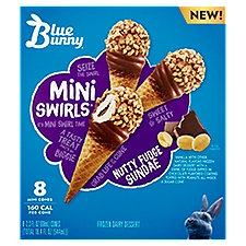 Blue Bunny Mini Swirls Nutty Fudge Sundae Frozen Dairy Dessert, 2.3 fl oz, 8 count