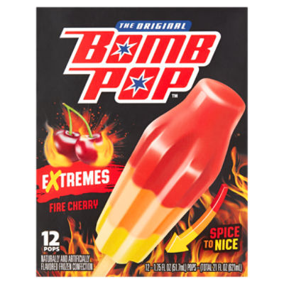 Bomb Pop The Original Extremes Fire Cherry Pops, 1.75 fl oz, 12 count