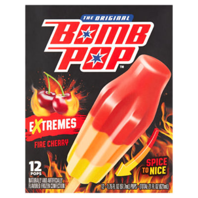 Bomb Pop The Original Extremes Fire Cherry Pops, 1.75 fl oz, 12 count, 21 Fluid ounce