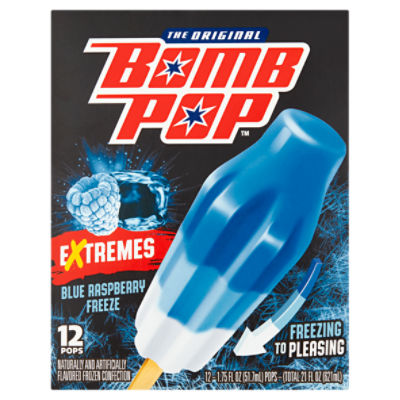 Bomb Pop The Original Extremes Blue Raspberry Freeze Pops, 1.75 fl oz, 12 count, 21 Fluid ounce