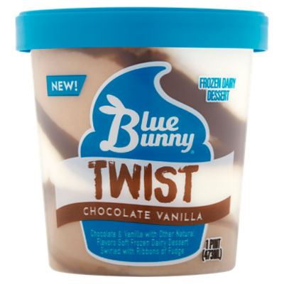 Blue Bunny Twist Chocolate Vanilla Frozen Dairy Dessert, 1 pint