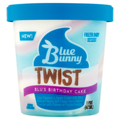 Blue Bunny Twist Blu's Birthday Cake Frozen Dairy Dessert, 1 pint