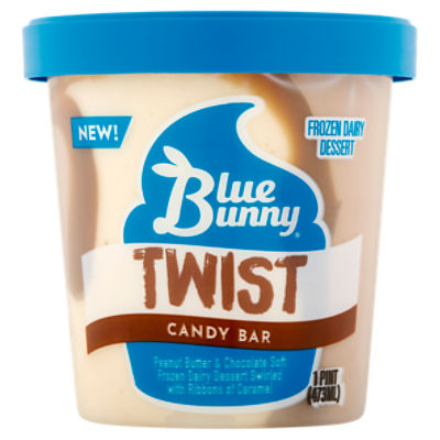 Blue Bunny Twist Candy Bar Frozen Dairy Dessert, 1 pint
