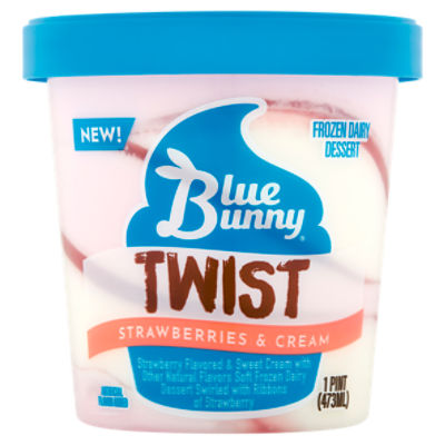 Blue Bunny Twist Strawberries & Cream Frozen Dairy Dessert, 1 pint