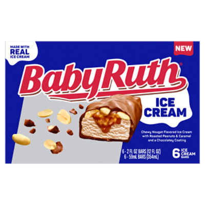 Baby Ruth Ice Cream Bars, 2 fl oz, 6 count, 12 Fluid ounce