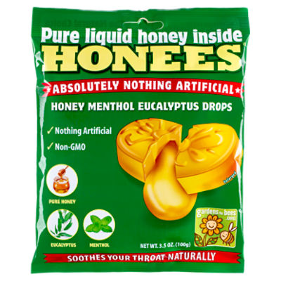 Honees Honey Menthol Eucalytpus Drops, 20 count, 3.5 oz