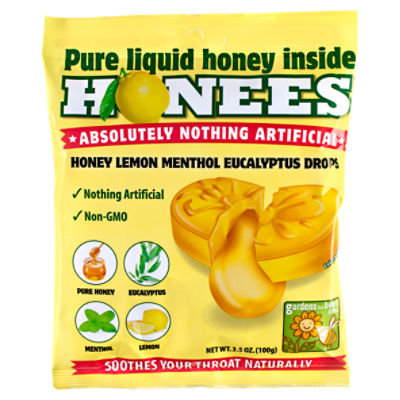 Honees Honey Lemon Menthol Eucalytpus Drops, 20 count, 3.5 oz
