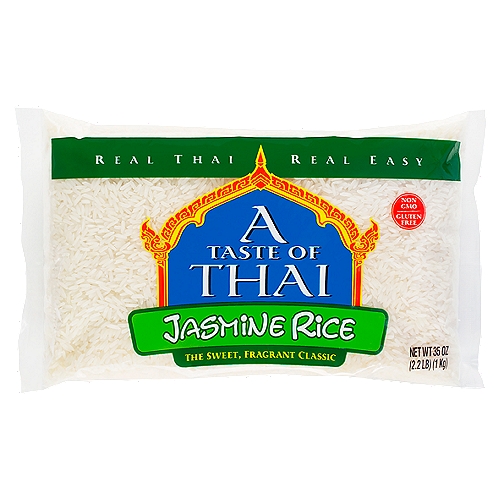 Authentic Thai TastenThis Authentic Rice, grown only in Thailand, is the start for most Thai meals. With the delicate flavor of jasmine, the fragrant aroma fills the kitchen. Its soft bite makes it perfect for a variety of dishes - salads, side dishes, curries, and stir-frys.