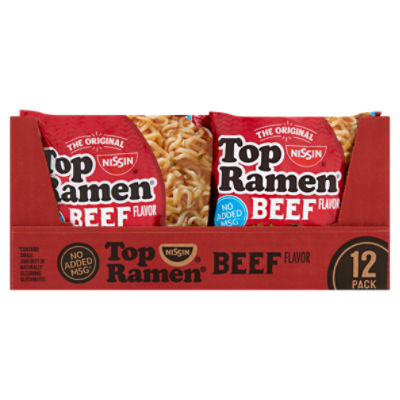 Nissin Top Ramen The Original Beef Flavor Ramen Noodle Soup, 3 oz, 12 count
