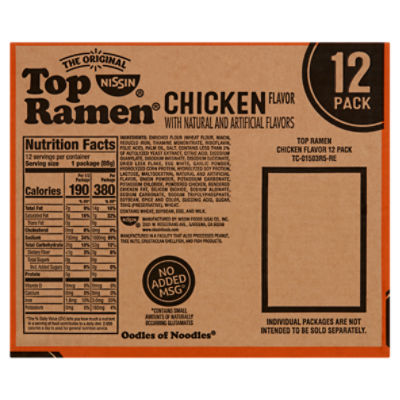 Nissin Top Ramen Noodle Soup Chicken Flavor - 12 ct - 3.0 oz pkg