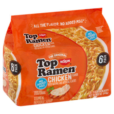 Nissin Top Ramen The Original Chicken Flavor Ramen Noodle Soup, 18 oz, 6  count