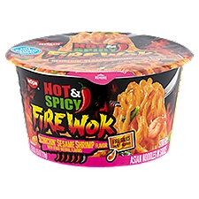 Nissin Hot & Spicy Fire Wok Scorchin' Sesame Shrimp Flavor, Stir Fry Asian Noodles in Sauce, 4.55 Ounce