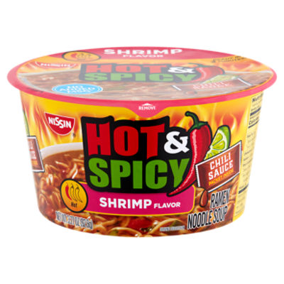 Nissin Hot & Spicy Shrimp Flavor Ramen Noodle Soup, 3.27 oz