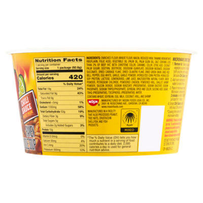 Nissin Ramen Noodle Soup, Hot & Spicy with Shrimp - 3.27 oz