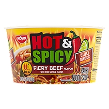 Nissin Fiery Beef Flavor Hot & Spicy Ramen, Noodle Soup, 3.28 Ounce
