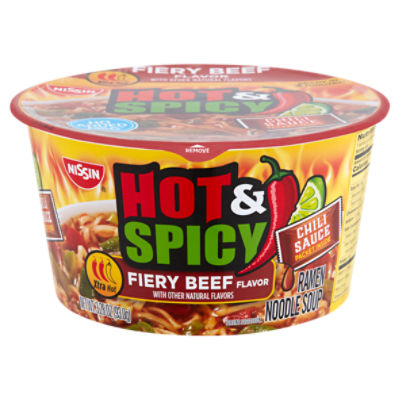 Nissin Bowl Ramen Noodle Soup Hot & Spicy Fiery Beef - 3.28 oz cup