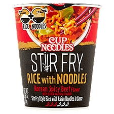 NISSIN Cup Noodles Stir Fry Korean Spicy Beef Flavor Rice with Noodles, 2.68 oz, 2.68 Ounce