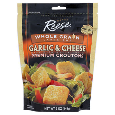 Reese Whole Grain Large Cut Garlic & Cheese Premium Croutons, 5 oz, 6 Ounce