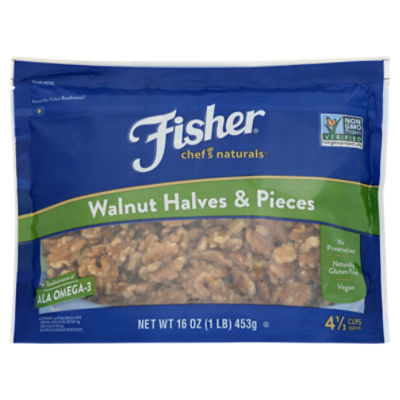 Fisher Chef's Naturals Halves & Pieces Walnut, 16 oz