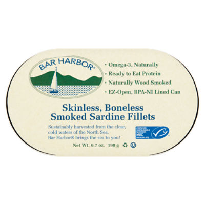 Bar Harbor Skinless, Boneless Smoked Sardine Fillets, 6.7 oz