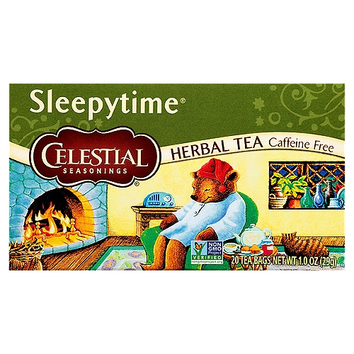 Celestial Seasonings Sleepytime Herbal Tea Bags, 20 count, 1.0 oz
Blendmaster's Notes
''This most beloved of herbal teas gets its comforting aroma and perfectly balanced flavor from a blend of soothing herbs, including delicate chamomile, cool spearmint and fresh lemongrass. Wind down your day with Sleepytime® tea!''
Charlie Baden,
Celestial Seasonings Blendmaster