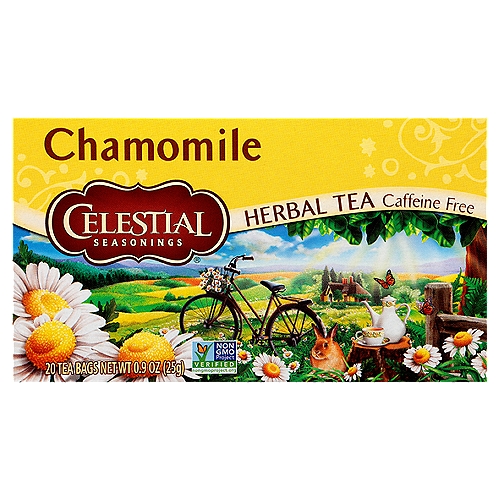 Celestial Seasonings Chamomile Herbal Tea Bags, 20 count, 0.9 oz
Blendmaster's Notes
Chamomile
''Cherished since the days of the ancient Egyptians as an antidote to life's complications, chamomile is beloved today for its soothing aroma and subtle sweet apple flavor. We blend the finest chamomile flowers from around the world to create a relaxing cup you can take comfort in any time of day.''
Charlie Baden,
Celestial Seasonings Blendmaster