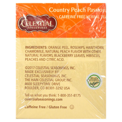 Celestial Seasonings Herbal Tea Caffeine Free Country Peach Passion -- 20  Tea Bags