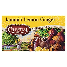 Celestial Seasonings Jammin' Lemon Ginger Tea Bags , Caffeine Free Herbal, 1.6 Ounce