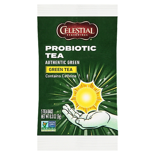 Celestial Seasonings® Probiotic Authentic Green Tea Bags 5 ct Bag
3 Tea Bags per Day Provide 500 Million CFU Probiotics at Time of Manufacture.