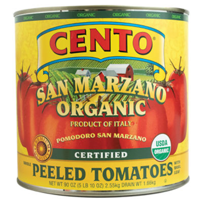 Cento Organic Certified San Marzano Whole Peeled Tomatoes, 90 oz