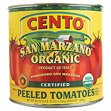 Cento Organic Certified San Marzano Whole Peeled, Tomatoes, 90 Ounce