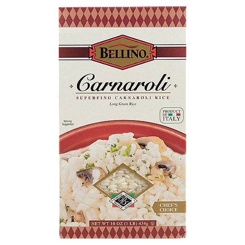 Bellino Superfino Long Grain Rice Carnaroli, 16 oz
Risotto, prized for its creamy texture and rich taste, is a staple of Italian cooking that's typically served in small portions as a starter to the main course. While risotto may seem intimidating because of the attention it requires, it is easy to prepare and never fails to impress. Follow the three steps below as a base for your risotto recipes, customizing each dish to your liking with the addition of your favorite ingredients and flavors.