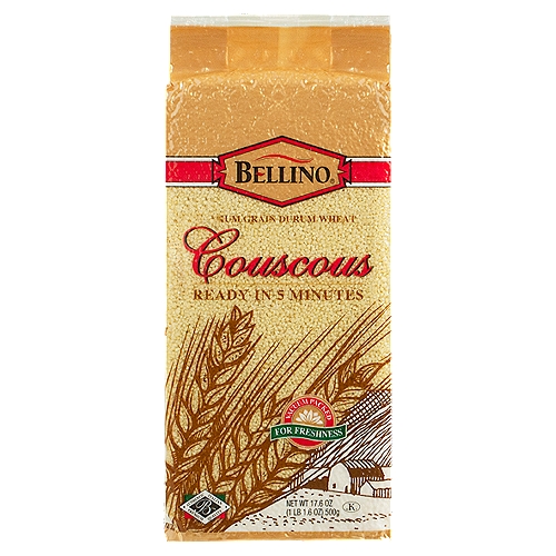 Bellino Medium Grain Durum Wheat Couscous, 17.6 oz
Couscous is a staple of Mediterranean cuisine that's made from small balls of crushed durum wheat semolina. Often served as a side dish or base for meat and vegetable dishes, Bellino Couscous provides a nutritious and neutral base that can be customized with the addition of your favorite seasonings and flavors.
