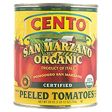 Cento San Marzano Organic Certified Whole Peeled Tomatoes with Basil Leaf, 28 oz