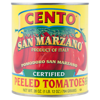 Cento San Marzano Certified Whole Peeled Tomatoes with Basil Leaf, 28 oz