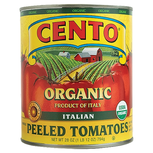 Cento Organic Italian Whole Peeled Tomatoes, 28 oz
These USDA certified organic tomatoes are grown naturally, picked at the peak of growing season, and packed with an organic basil leaf for added flavor.