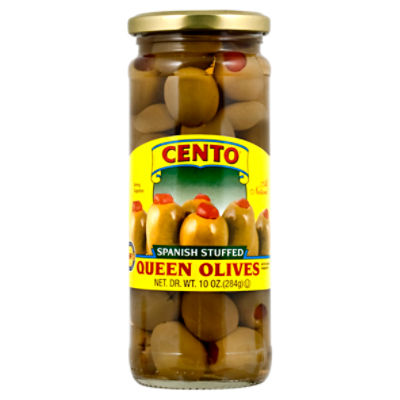 Cento Spanish Stuffed Queen Olives with Minced Pimiento, 10 oz