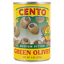 Cento Medium Pitted, Green Olives, 6 Ounce