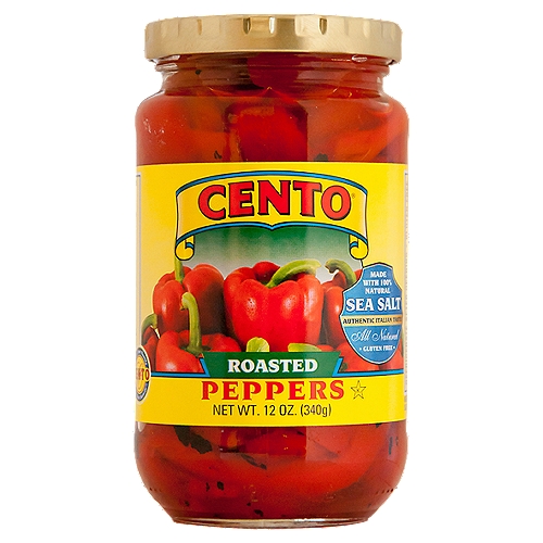 Cento Roasted Peppers, 12 oz
Cento Roasted Peppers are fire-roasted with some char remaining, giving them a naturally flavorful taste. These California grown roasted red bell peppers are cut and packed in water, making them an excellent addition to your favorite salad or sandwich.
