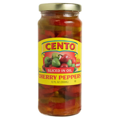 CENTO Hot Sliced in Oil Cherry Peppers, 12 fl oz, 12 Fluid ounce