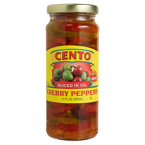 CENTO Hot Sliced in Oil Cherry Peppers, 12 fl oz