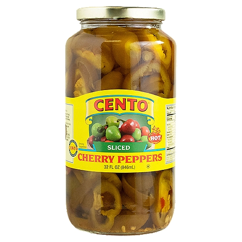 CENTO Hot Sliced Cherry Peppers, 32 fl oz