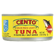 Cento Tuna, Solid Pack Light in Olive Oil, 3 Ounce