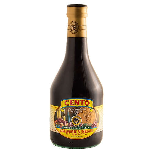 CENTO Balsamic Vinegar of Modena, 16.9 fl oz
Cento Imported Balsamic Vinegar of Modena is made from the finest hand-selected grapes, produced using the same unique, traditional process that has been used in the Modena region of Italy for centuries.

Cento Imported Balsamic Vinegar of Modena has a traditional and tart average grape must, ideal for everyday use to enhance the flavors in your favorite dishes.